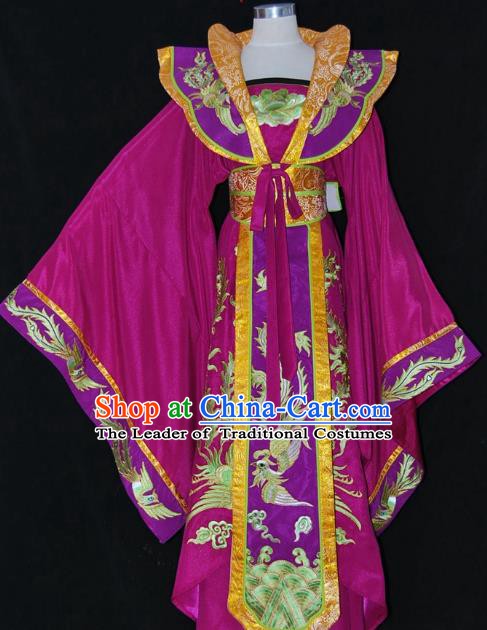 Traditional Chinese Beijing Opera Imperial Empress Purple Dress Peking Opera Diva Embroidered Costume