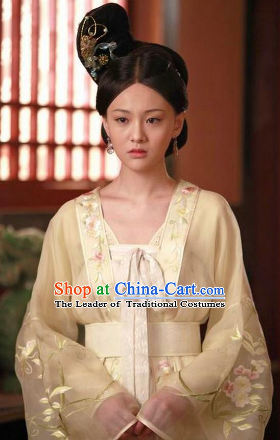 Ancient Chinese Tang Dynasty Princess Tai Ping Embroidered Dress Replica Costume for Women