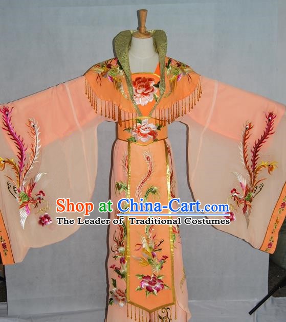 Traditional Chinese Beijing Opera Imperial Empress Costume Professional Peking Opera Diva Orange Dress