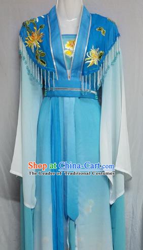 Top Grade Chinese Beijing Opera Actress Blue Dress China Peking Opera Nobility Lady Costume