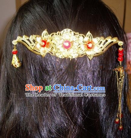 Chinese Ancient Hair Accessories Hairpins Golden Hanfu Hair Comb for Women