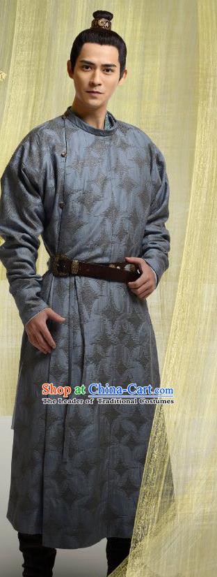 Chinese Ancient Tang Dynasty Wenzong Emperor Li Han Embroidered Replica Costume for Men
