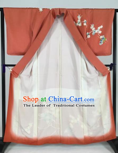 Japan Traditional Kimonos Embroidered Furisode Kimono Ancient Yukata Dress Formal Costume for Women