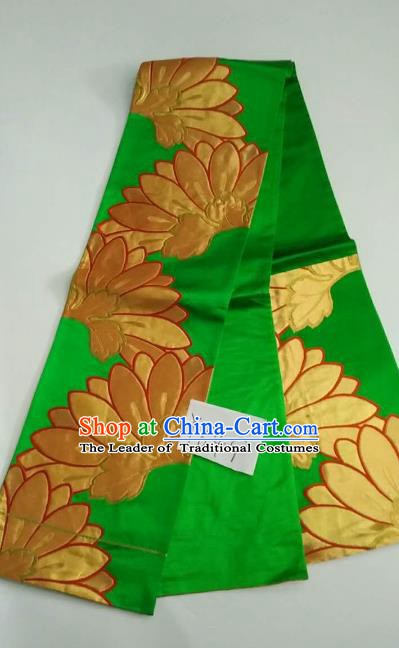 Japanese Traditional Embroidered Brocade Waistband Kimono Yukata Dress Green Belts for Women