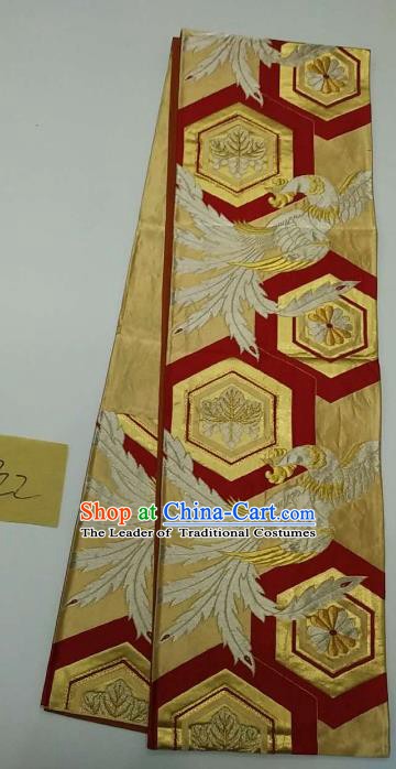 Japanese Traditional Embroidered Phoenix Brocade Waistband Kimono Yukata Dress Wafuku Belts for Women
