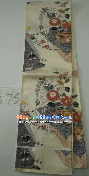 Japanese Traditional Wafuku Waistband Kimono Yukata Embroidered Brocade Belts for Women