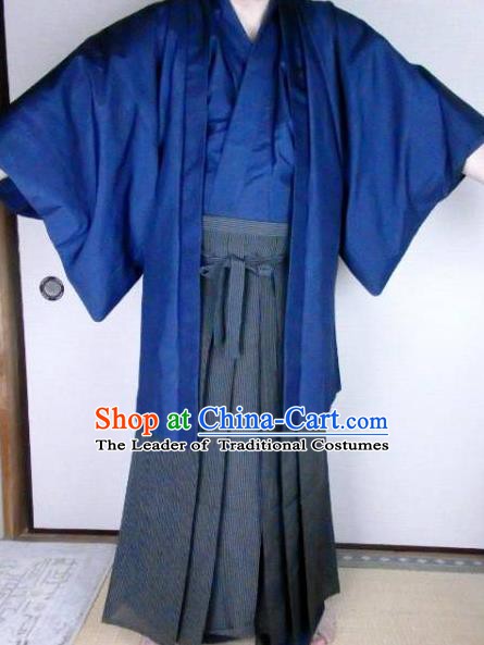 Japanese Samurai Kimonos Male Yukata Traditional Wafuku Hakama Haori Costume for Men