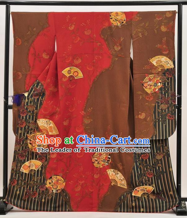 Ancient Japanese Geisha Palace Furisode Kimonos Traditional Yukata Dress Costume for Women