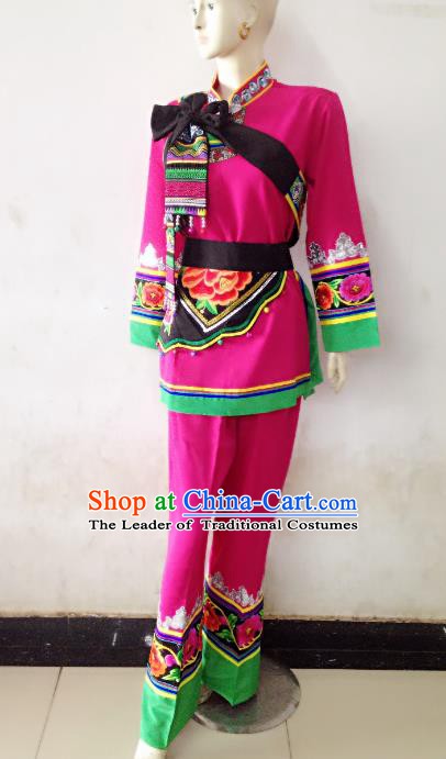 Traditional Chinese Yi Nationality Dance Costume Folk Dance Ethnic Clothing for Women