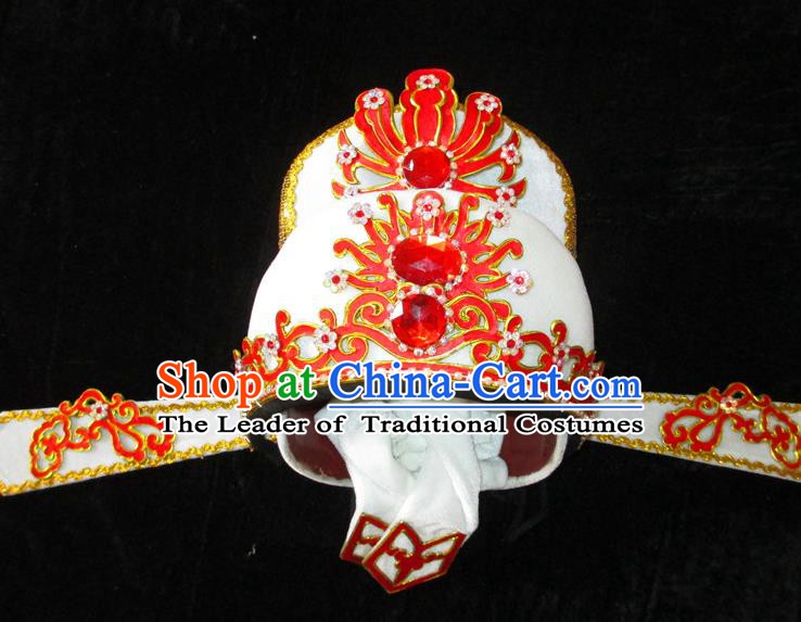 Traditional Chinese Beijing Opera Niche Hair Accessories White Hats Peking Opera Scholar Headwear
