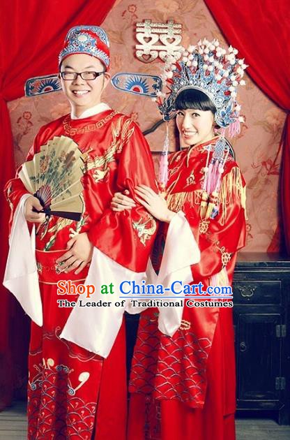 Traditional Chinese Beijing Opera Embroidered Wedding Costume Peking Opera Clothing and Headpiece Complete Set