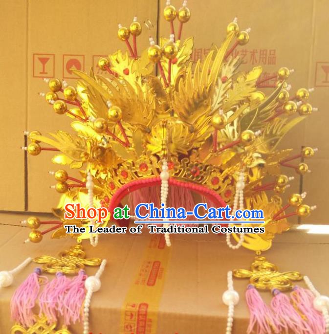 Traditional Chinese Beijing Opera Bride Golden Phoenix Coronet Peking Opera Actress Headwear