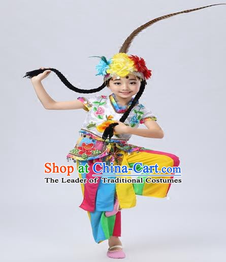 Top Grade China Folk Dance Costume Beijing Opera Costume Yangko Dance Clothing for Kids