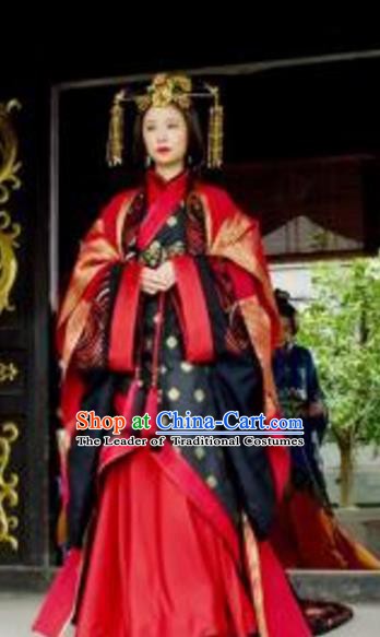 Ancient Traditional Chinese Eastern Han Dynasty Empress Yin Lihua Replica Costume Hanfu Wedding Dress for Women
