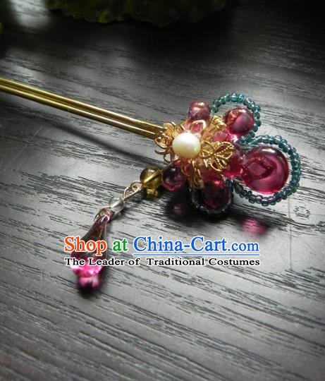 Chinese Handmade Ancient Hairpins Hair Accessories Classical Hanfu Crystal Hair Stick for Women