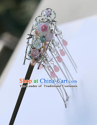Chinese Ancient Hanfu Handmade Hairpins Pearls Hair Clips Tassel Shake Hair Accessories for Women