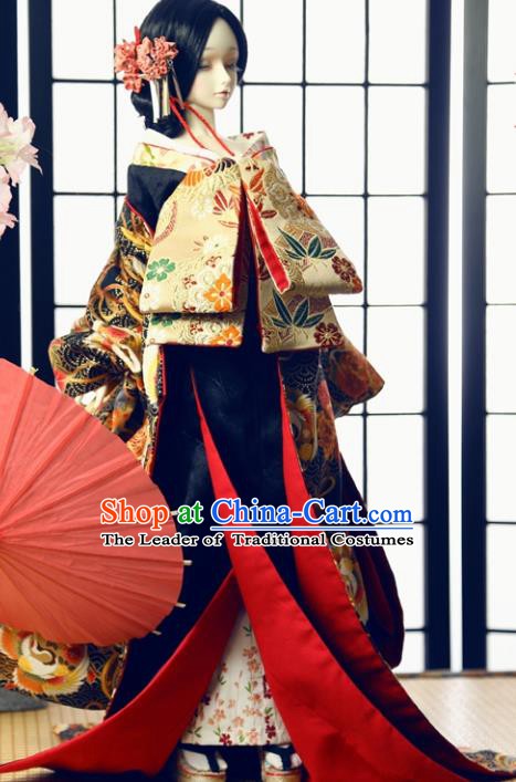 Traditional Asian Japan Costume Japanese Fashion Apparel Courtesan Kimono Vibration Sleeve Kimono for Women