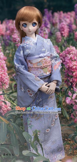 Traditional Asian Japan Costume Japanese Courtesan Iromuji Kimono Blue Kimono for Women