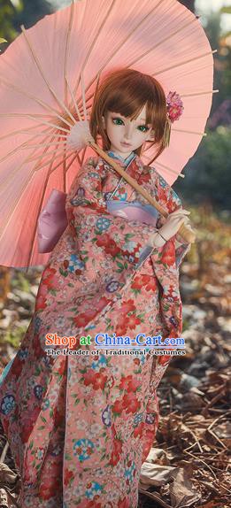 Traditional Asian Japan Costume Japanese Courtesan Iromuji Kimono Pink Kimono Clothing for Women