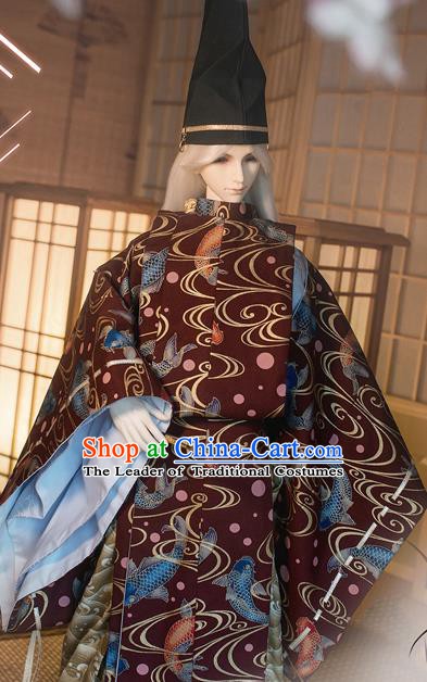 Traditional Asian Japan Costume Japanese Prince Kimono Yukata Haori Hakama Hunting Clothing for Men