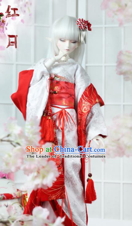 Traditional Asian Japan Courtesan Costume Japanese Shiromuku Kimono Fashion Apparel Vibration Sleeve Kimono for Women