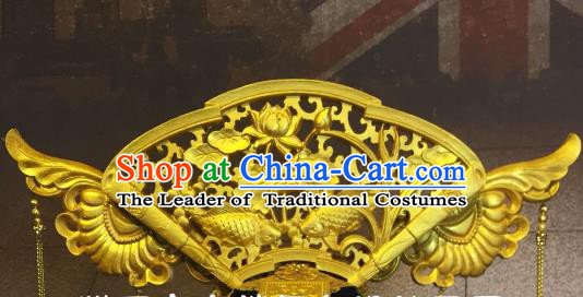 Top Grade China Hair Accessories Golden Fish Lotus Phoenix Coronet Stage Performance Ancient Palace Headdress for Women