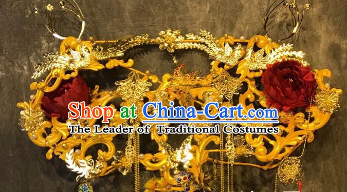 Top Grade China Ancient Palace Hair Accessories Deluxe Phoenix Coronet Halloween Stage Performance Headdress for Women