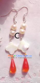 Traditional Chinese Ancient Jewellery Accessories Earrings Red Beads Eardrop for Women