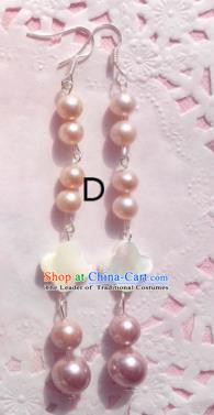 Traditional Chinese Ancient Jewellery Accessories Earrings Pink Pearls Eardrop for Women