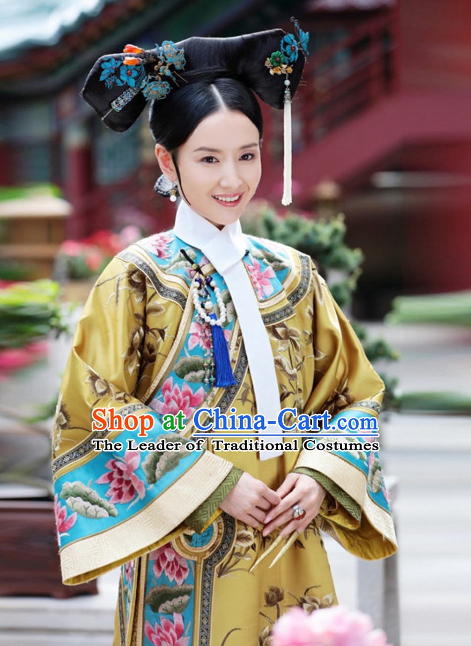Ancient Chinese Qing Dynasty Manchu Imperial Costumes Empress Clothing