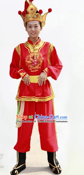 Traditional Chinese Yangge Fan Dance Costume Folk Dance Yangko Red Clothing for Women
