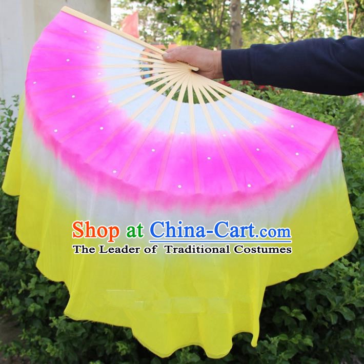 Chinese Handmade Folk Dance Silk Folding Fans Yangko Dance Classical Dance Fans for Women