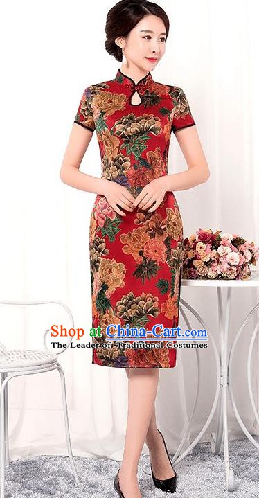 Chinese Traditional Elegant Retro Cheongsam National Costume Qipao Dress for Women