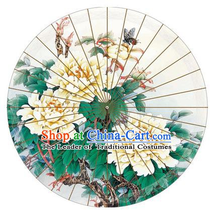 Chinese Traditional Artware Printing Peony Paper Umbrella Classical Dance Oil-paper Umbrella Handmade Umbrella