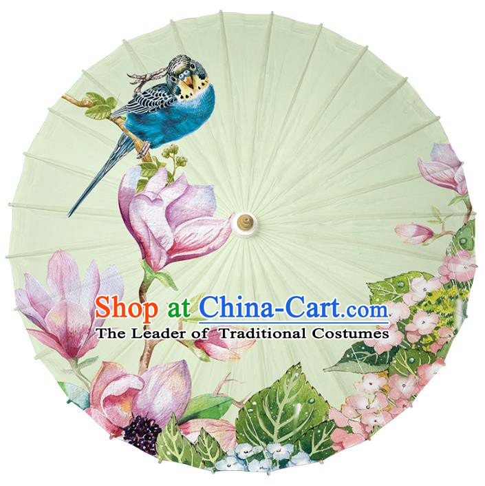 Chinese Traditional Artware Paper Umbrella Classical Dance Umbrella Printing Red Mangnolia Oil-paper Umbrella Handmade Umbrella
