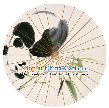 Chinese Traditional Artware Paper Umbrellas Chinese Ink Painting Pandas Bamboo Oil-paper Umbrella Handmade Umbrella