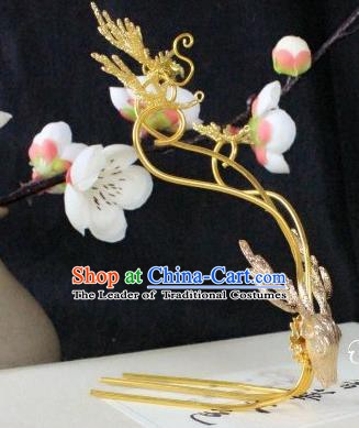 Chinese Handmade Classical Hair Accessories Golden Hairpin Hair Sticks Beers Hairpins for Women