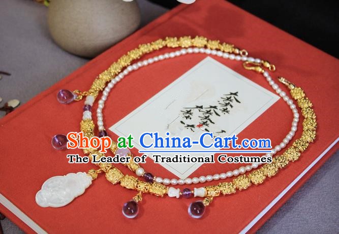 Chinese Handmade Classical Accessories Princess Purple Crystal Necklace Hanfu Necklet for Women