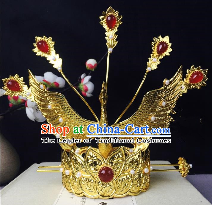 Chinese Handmade Classical Hair Accessories Phoenix Coronet Hairdo Crown Hairpins Hair Stick for Women