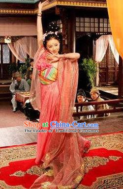 Chinese Ancient Tang Dynasty Courtesan Dance Dress Replica Costume for Women