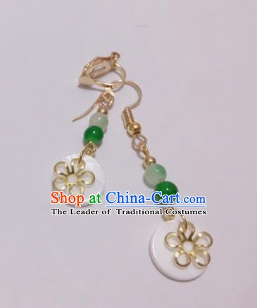 Traditional Chinese Ancient Jewelry Accessories Green Beads Earrings Eardrop for Women