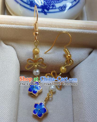 Traditional Chinese Ancient Jewelry Accessories Blueing Flowers Earrings Eardrop for Women