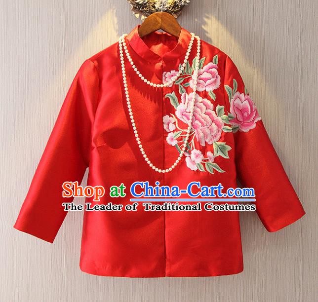 Chinese Traditional National Cheongsam Upper Outer Garment Tangsuit Qipao Embroidered Jacket for Women