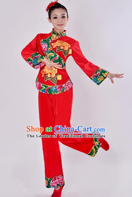 Chinese Traditional Fan Dance Costume Folk Dance Drum Dance Red Uniform Yangko Clothing for Women