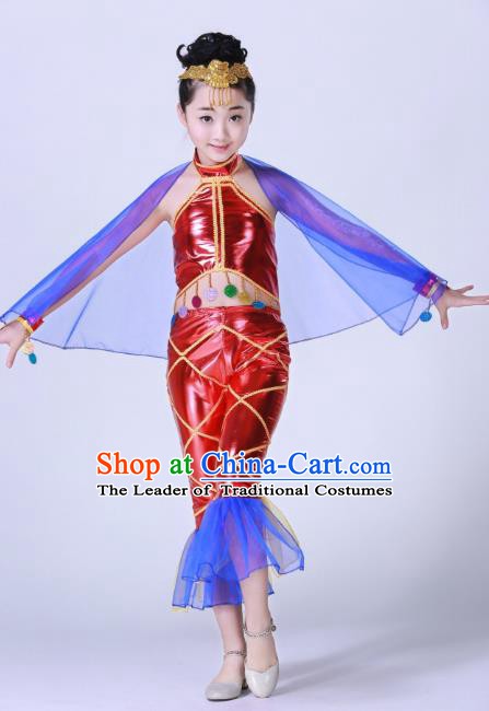 Top Grade Children Modern Dance Costume, Professional Cosplay Mermaid Red Clothing for Kids