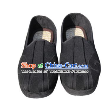 Chinese Traditional Handmade Tai Chi Black Cloth Shoes Martial Arts Shoes Kung Fu Shoes for Men