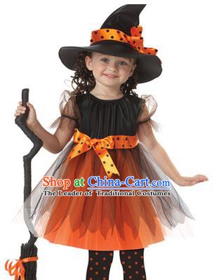 Top Grade Stage Performance Costume, Professional Halloween Cosplay Witch Dress for Kids