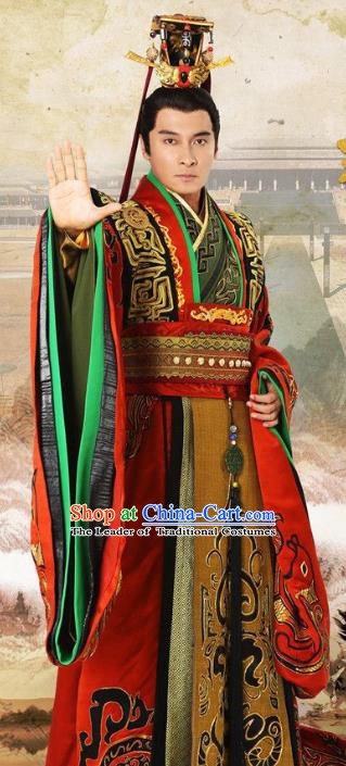 Chinese Ancient Three Kingdoms Period Wu Kingdom Emperor Sun Quan Replica Costume for Men