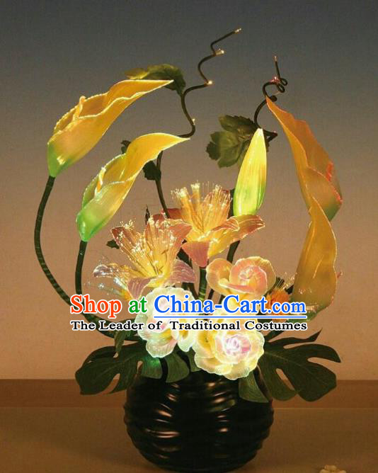 Traditional Handmade Chinese Bonsai Alocasia Lanterns Electric LED Lights Lamps Desk Lamp Decoration