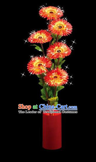 Traditional Handmade Chinese Red Chrysanthemum Lanterns Electric LED Lights Lamps Desk Lamp Decoration